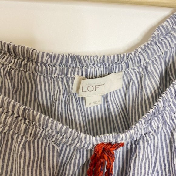 LOFT Playa Off Shoulder Embroidered Tassel Top M - Picture 6 of 8